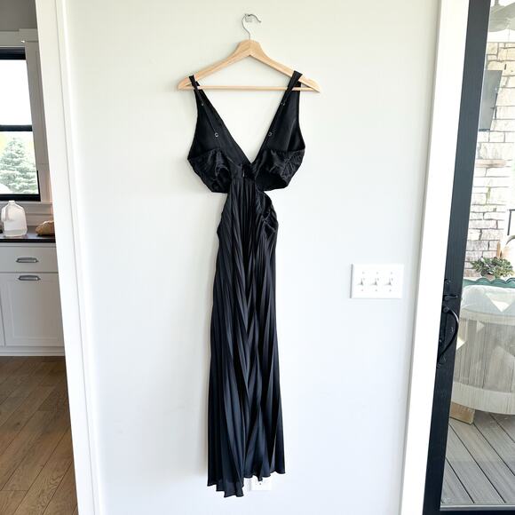 Abercrombie & Fitch Giselle Cutout Pleated Maxi Dress Black S - Picture 3 of 11